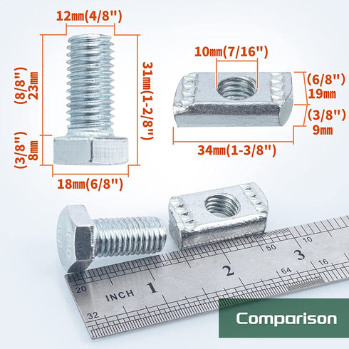 P3010 Channel Nut and 1/2" x 15/16" Bolt for 1-5/8" Strut Channel Solar Panel Mounting Brackets