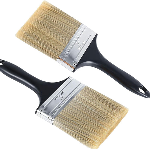 5 Pieces 4 Inch Paint Brushes, Flat Painting Tool with Treated Plastic Handle for DIY Home Furniture Paint