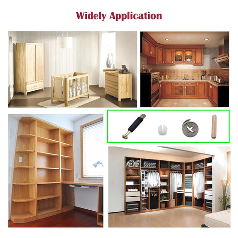 300Pcs 3-in-1 Furniture Connecting Hardware Kit, Cam Lock Fasteners, Wood Dowel Pins, Pre-Inserted Nut for Furniture