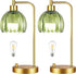 ILLMTW Green Table Lamp Set of 2,Small Glass Bedside Lamps Dimmable Boho