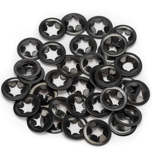 OIIKI 200pcs Internal Tooth Washers, Quick Locking Washers, Push On Speed Clips Fasteners Kit, 65Mn Steel Washers (5