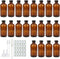 8oz Amber Glass Bottles, 20 Pack with Black Lids, 20 Labels, Funnels, Droppers, and Brush