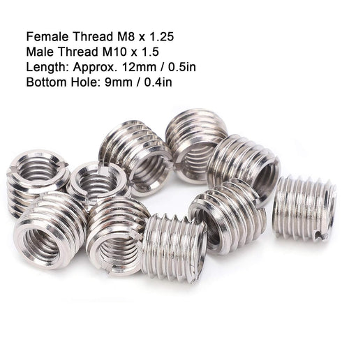 Thread Inserts, 10 PCS M8 to M10 Thread Adapter Insert Nut for Automotive, Furniture Projects