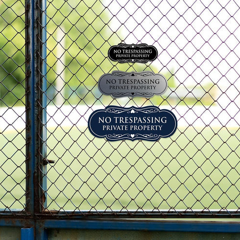Signs ByLITA No Trespassing Private Property Wall Sign, Security Sign for Property (Black/Gold) - Small (1 Pack)