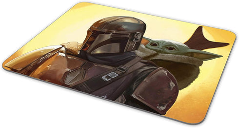 Baby Yoda and Mandalorian Mouse Pad, Rectangular Non-Slip Rubber Pad for Office and Gaming