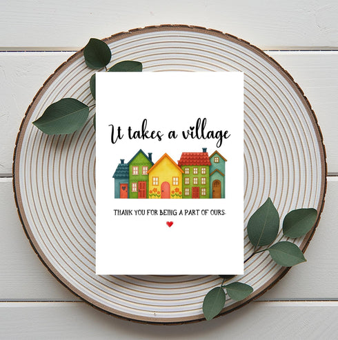 NKPDesigns It Takes A Village Card - Thank You - Cute Appreciation Card - Meaningful - Funny Greeting - Gift For Mom