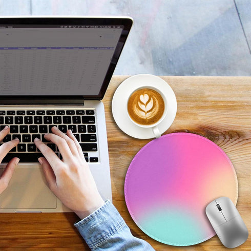 lebrocoli 8.6 8.6 inch Gradient Pink Purple Work Mouse Pad, Small Round Mouse Pads for Desk, Mini Travel Mousepad