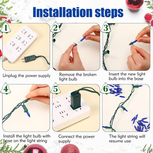 60 Count 6v Bulbs Bulb Remagr Mini Christmas Replacement Lights for Christmas Trees Decoration Light Supplies Indoor