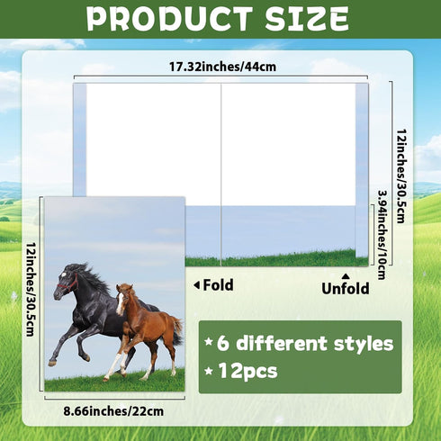 Horse Decorative File Folder Set Horse 2-Pocket Folder Set 6 Designs Laminated Folder for Teachers Students School Office Supplies Animal Pocket Homework Folders Bulk for Kids 12 Count 8.6in x 11.8in by Naozinebi