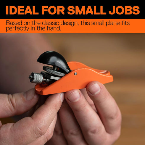 JORGENSEN NO.102 Mini Wood Planer, 3.5" Hand Plane for Woodworking, Adjustable Cutting Depth