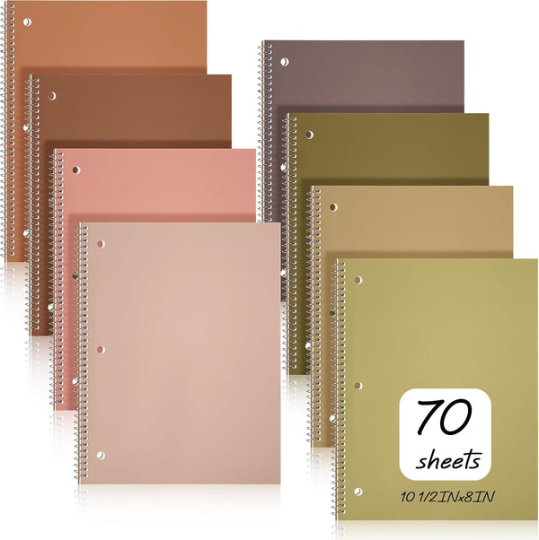 Teling 1 Subject Spiral Notebook, College Ruled, 8 x 10 1/2 Inch, 70 Sheets, Office School Study Supplies