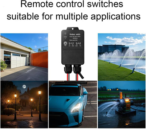 Feloako 110V/120V 100-240V 30A Door-328ft Waterproof Remote Control Switch, AC Relay Wireless Remote Switch Kit