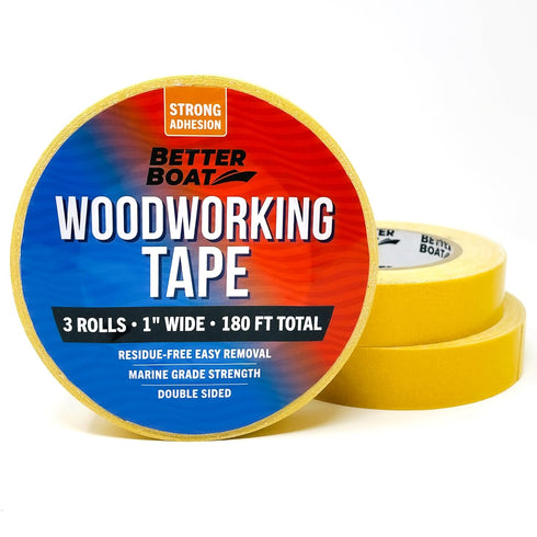 Heavy Duty Double Sided Tape for Woodworking Tools, 1" x 180 FT Marine Grade Removable Two Sided Tape for CNC and