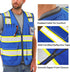 Reflective Safety Vest, Blue Mesh, High Visibility with Pockets and Zipper, Padded Neck, Blue with Yellow Trim