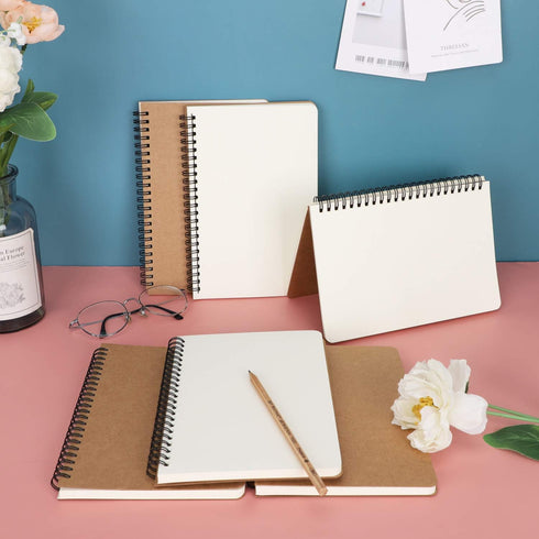 EUSOAR College Blank Spiral Notebook, A5 6 Packs, 5.5" x 8.3", 120 Pages Blank Travel Writing Journal, Memo Notepad,