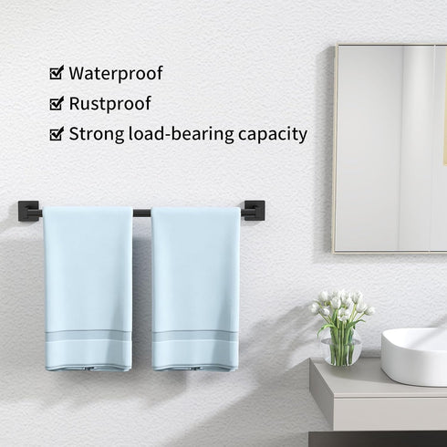 24" 2 Pack MKO Towel Bar for Bathroom, Hand Towel Holder Rod with Metal, Black Towel Racks for Bathroom Hanger Wall