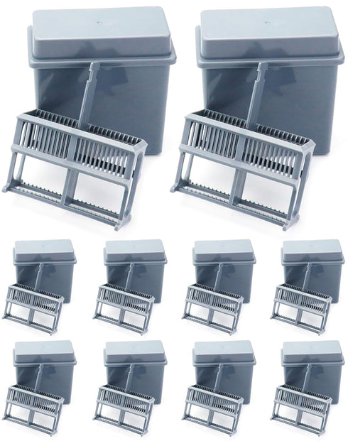 QWORK Microscope Slides Staining Jar and Rack, 10 Pack, 24-Slots, Grey