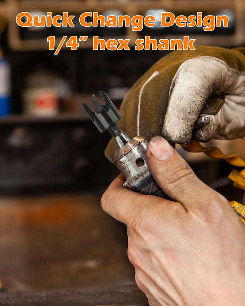 Plug Cutter, 8Pcs Wood Plug Cutters Drill Bit Set with 1/4 Hex Shank, Straight and Tapered Cutting Tool