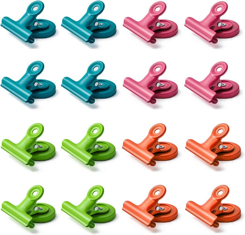 Magnetic Clips, 16pcs Metal Clips, Refrigerator Magnets for Photos, Whiteboard, School, Office Use