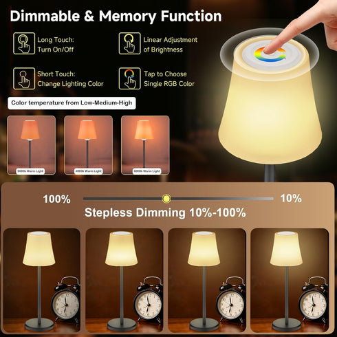 Dimmable 3 (1, Unique New Wireless Wine Bottle Lamp Rechargeable Color&RGB LED Desk Lamp with Shade Touch Control