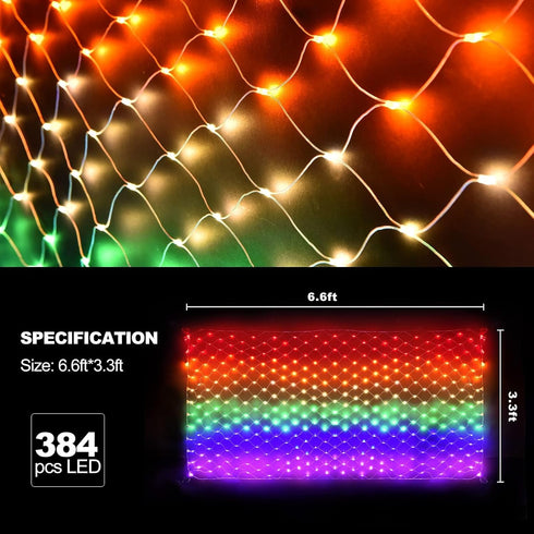 6.6 3.3 8 384 LGBTQ Pride Flag Outdoor x Foot, Modes Rainbow String Lights with Super Bright LED, Vivid Colors