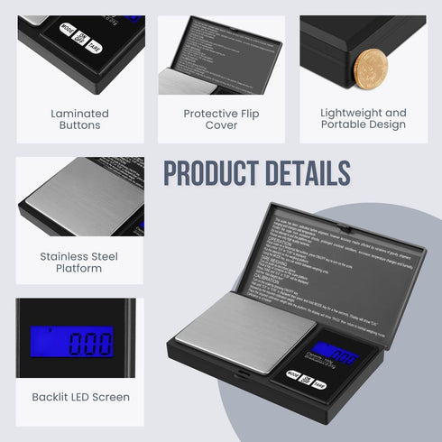 Flexzion Jewelry Scale Digital Pocket Scale 100g with 0.01g Precision, Mini Scale for Gold, Silver, Coins.