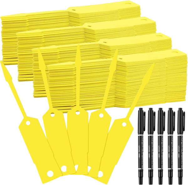 Woanger 2000 Pieces Self Locking Arrow Key Tags with 5 Pcs Black Pens for Office Automotive Shop Supplies (Yellow)