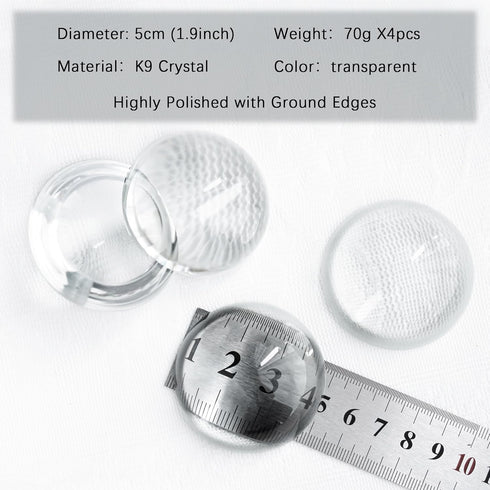 4Pcs 1.9inch Set QFkris Crystal Dome Magnifying Paperweight, Clear Distortion-Free Optics Convex Lens for Physics