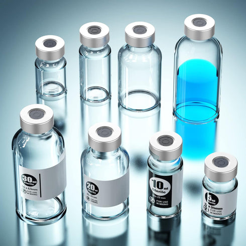 Sterile Empty Vials Silver Aluminum Cap with Butyl Rubber Stopper,Sterile Package 10pcs (10ml)