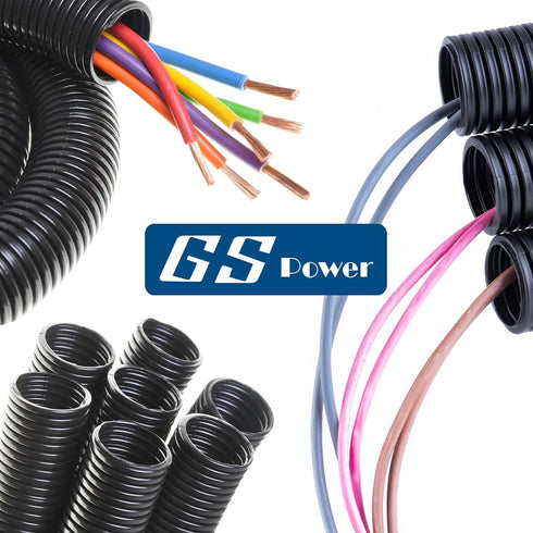 GS Power Wire Loom 1/2 Inch x 25 Ft Split Cable Sleeves for Industrial Electrical Wires, High Temperature