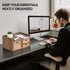 KIRIGEN Desk Organizer with 3 Drawers, Dark Brown Wooden Storage Box for Office Supplies and Toiletries