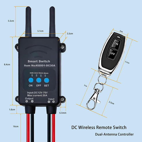 DC12-76V,Wireless 30A, DC Wireless Remote Switch Bluetooth Remote Control Relay Switch for Control Garage