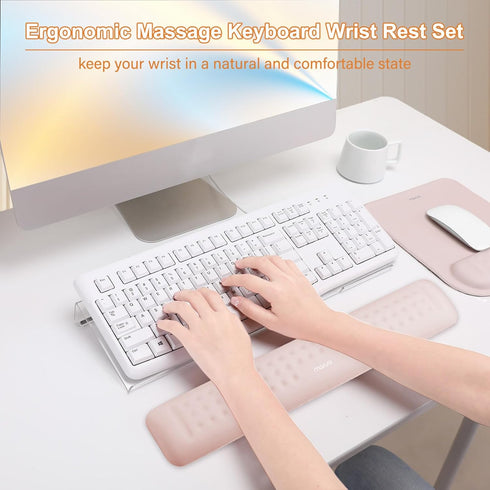 Set, Set, MOSISO Computer Keyboard Stand&Wrist Rest Support for Keyboard &Mouse Pad Ergonomic Massage Wrist Rest Easy