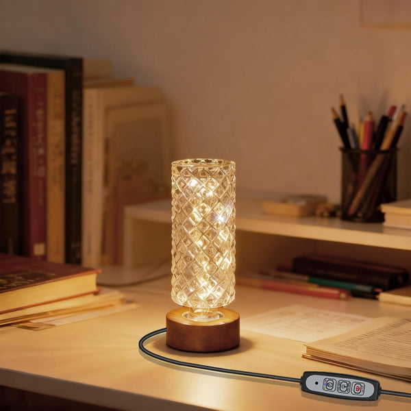 PWTZMYXGS Dimmable Crystal Night Light,Small Bedside Lamp,Nightlight with Timer,Room Decor Desk Lamp,Bedroom,Living Room,Kitchen,Dining