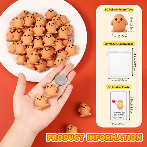 Gejoy 50 Set Inspirational Potato Gift Bulk Positive Emotional Gifts Mini Potato with Cards Support Encouragement