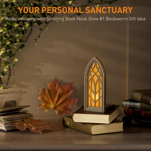 Wnsamodyy Solid Wood Fantasy Book Nook Shelf Insert - Handcrafted Bookends with Remote Control & Timer, Magical