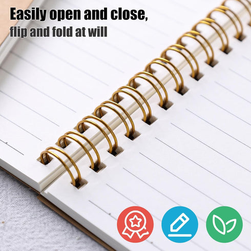 Koogel 4PCS Mini Spiral Notebooks, Small Kraft Cover, Ruled Pocket Notepads for Note Taking, Office, School Supplies