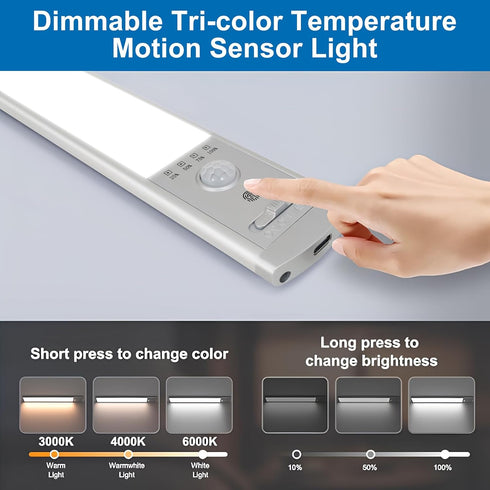 CPFLITA 4Pack 3 Counter Kitchen,Dimmable Closet 76 Under Cabinet Lighting, Motion Sensor Light Indoor with Color Temps