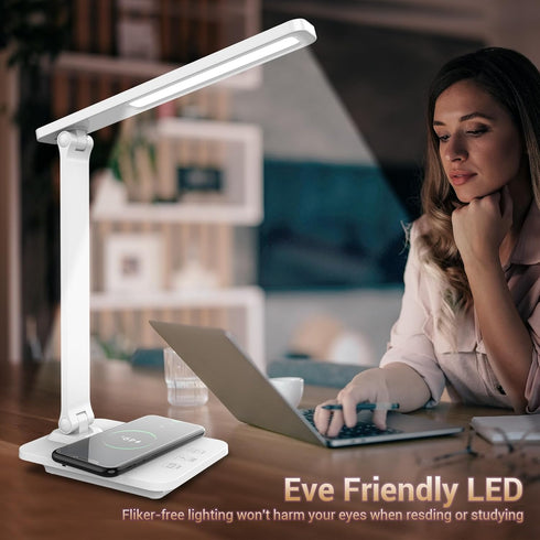 Cordless LED Desk Lamp, 6000mAh Rechargeable Battery Operated Light, Eye-Caring Reading Lamp for Students, 3 Modes