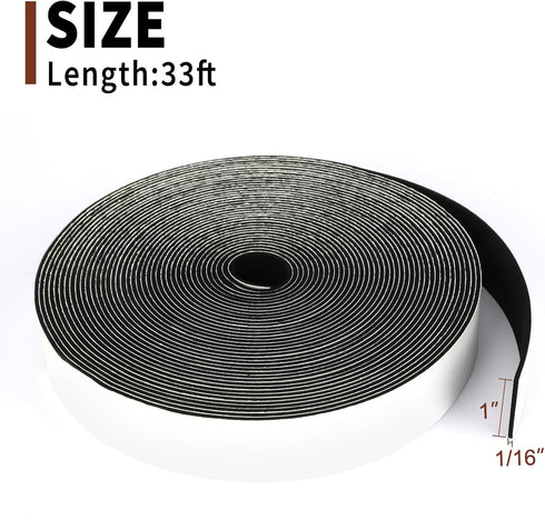 Yotache Foam Strips Adhesive 1" x 1/16, Close Cell Foam Rubber Weather Stripping Tape Seal for Doors