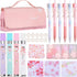 Crtiin 74 Pcs Kawaii Cherry Blossom Stationery Set, Mechanical Pencil, Cherry Erasers, Pencil Refill for School Office