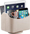 PU Leather Remote Control Holder, 360 Degree Spinning Desk Caddy for Media, Mail, Calculator, Mobile Phone, Beige
