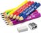 Short Jumbo Kids Pencils for Preschoolers, 12 Fat Pencils & 1 Sharpener & Eraser, Triangle Grip, Multicolor