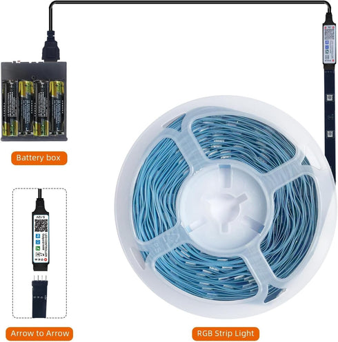 Dervacle 26ft, Battery Operated LED Strip Lights Color Changing RGB APP & Remote Control, Music Sync, USB Powered