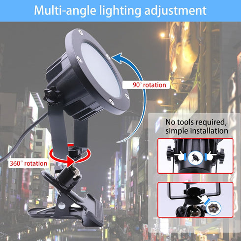 Eseigd 30W IP65 300W 11.5ft 3.5m (30W Clip Floodlight LED Work Light Waterproof Equivalent Cord with Plug Lights