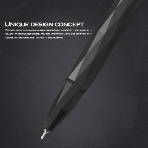 DUNBONG Gel Pens, 0.5mm Retractable Fine Point, Black Ink, Box of 6 Needle Tip Pens with Diamond Design