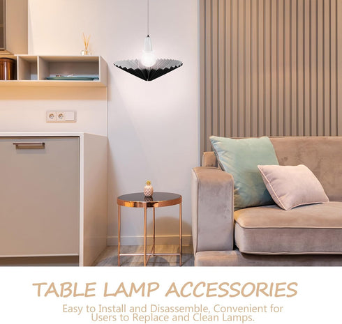 2pcs 31cm Uonlytech Pleated Fabric Lampshades Umbrella Lamp Shade with Metal Frame Bell Shaped Replacement for Table