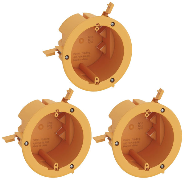 Inlight 4" Round Junction Box for Wall Lights, Old Work Box, UL Listed, 3 Pack, IN-0501-6-3