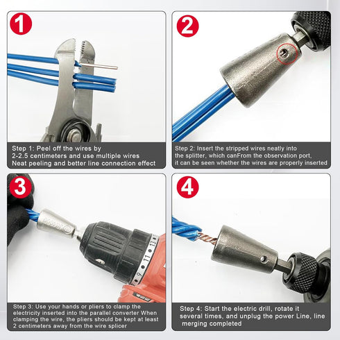 4 Pcs Wire Twister Tool for Drill, Wire Nut Twister and Stripper Tool Connector Driver with 1/4" Chuck