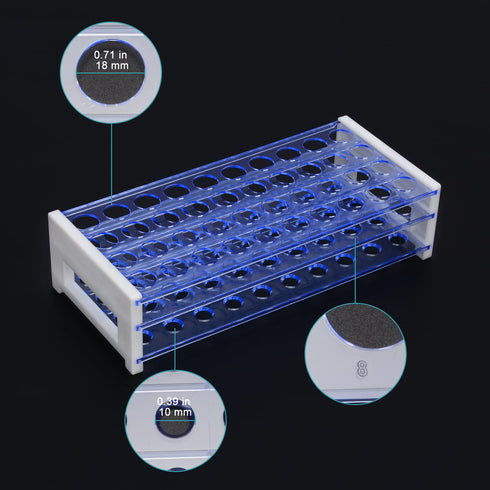 stonylab 3-Tier Detachable Blue Plastic Test Tube Rack, 40-Place Tube Holder Stand for Laboratory Scientific
